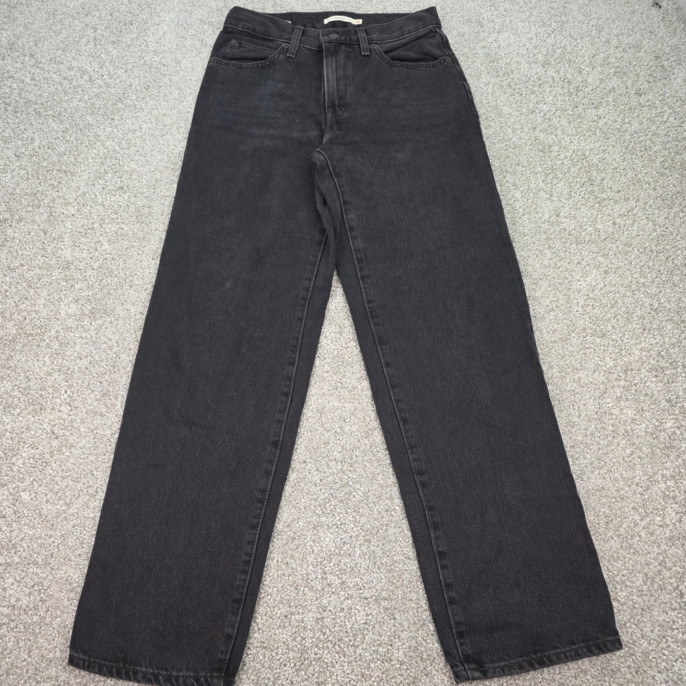 New Levis 94 Baggy Jeans Womens 26 Washed Black Mid Rise Straight Leg